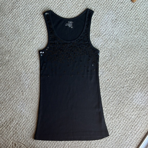 NWOT Vintage Black Tank with Black Sequence - Picture 2 of 6